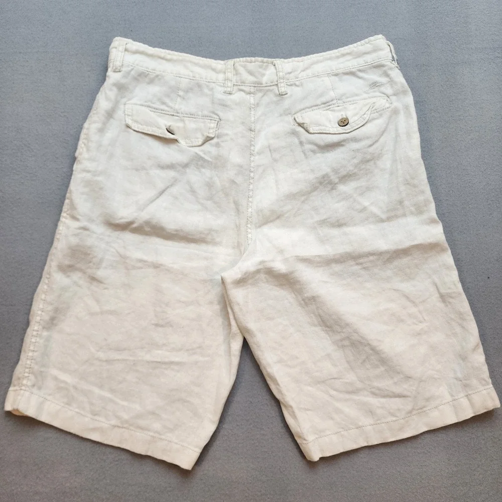 Tommy Bahama Relax 100% Linen Shorts Men's Large Light Cream Beige coastal beach